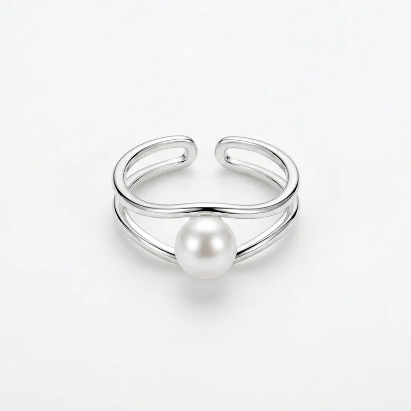 Anel Prata Modelo Silver Pearl 5