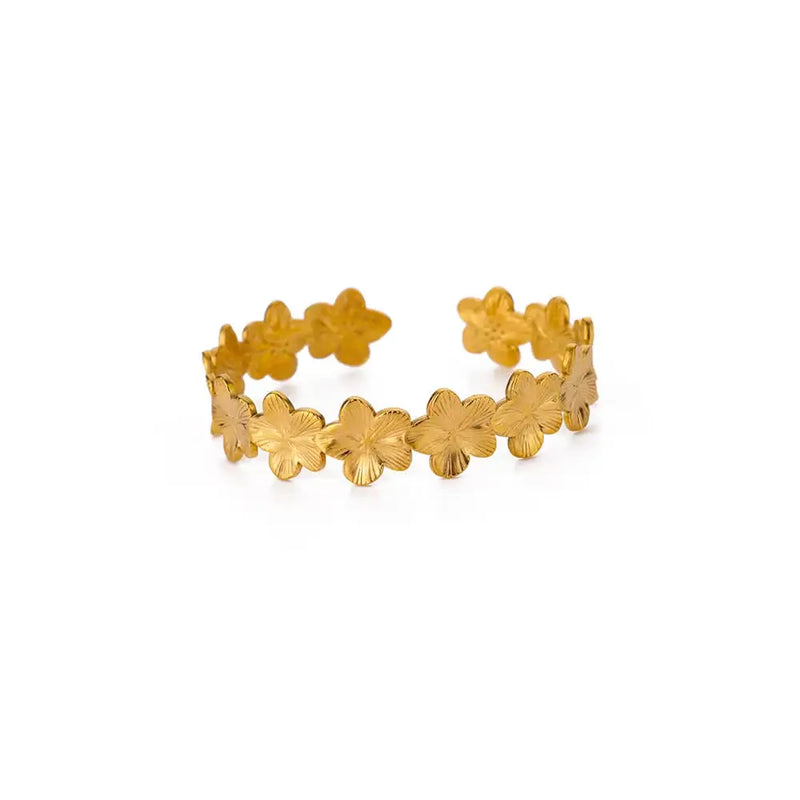 Bracelete Dourada Modelo Flowers fundo branco