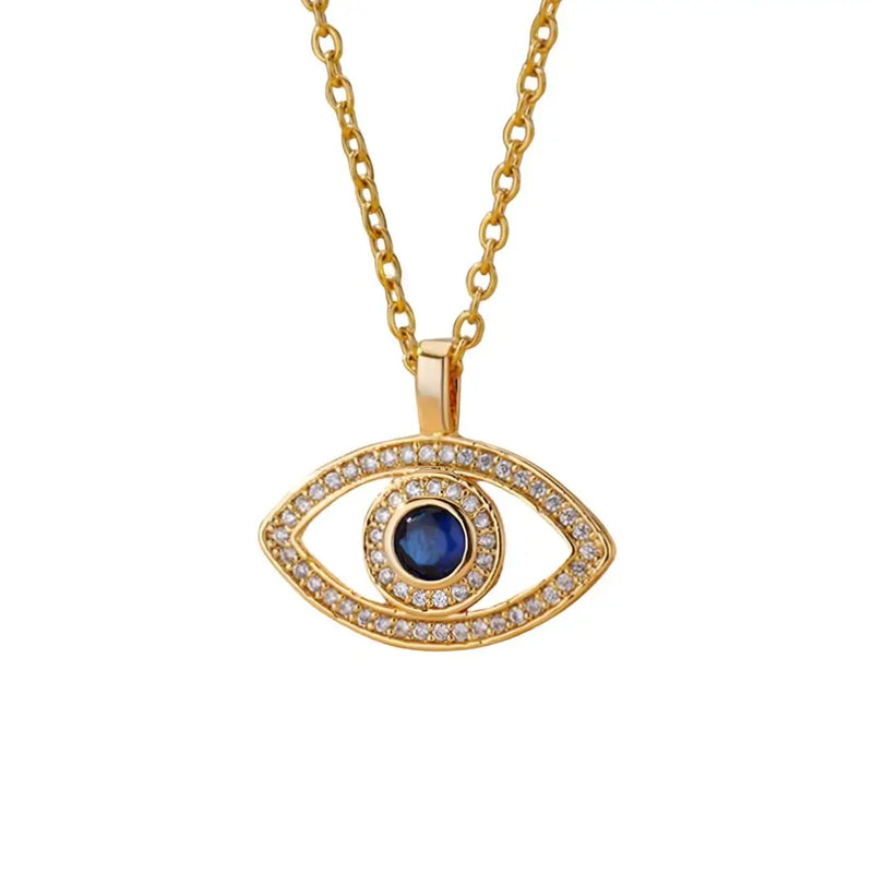 Colar Dourado Modelo Safira Eye Fundo Branco