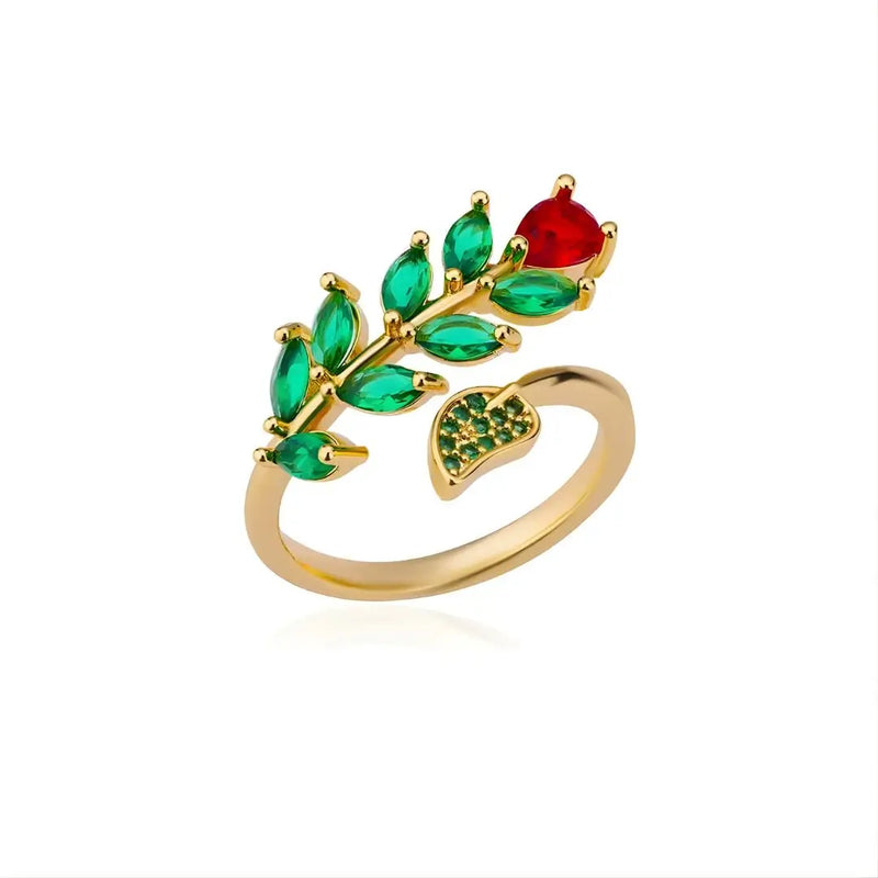 Anel Dourado Feminino Modelo Esmerald 1  