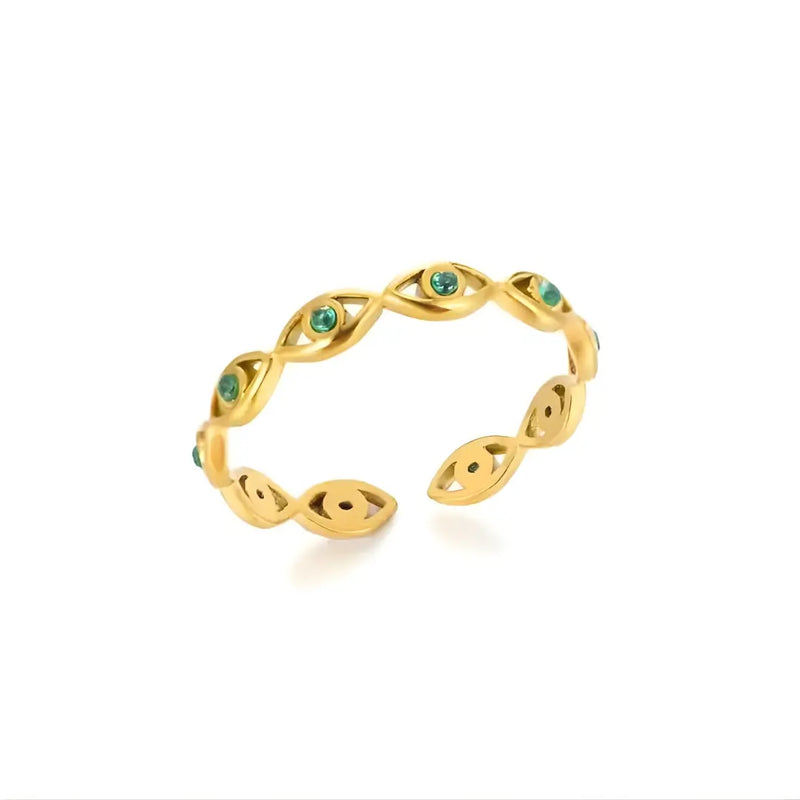 Anel Dourado Feminino Modelo Eyes fundo branco
