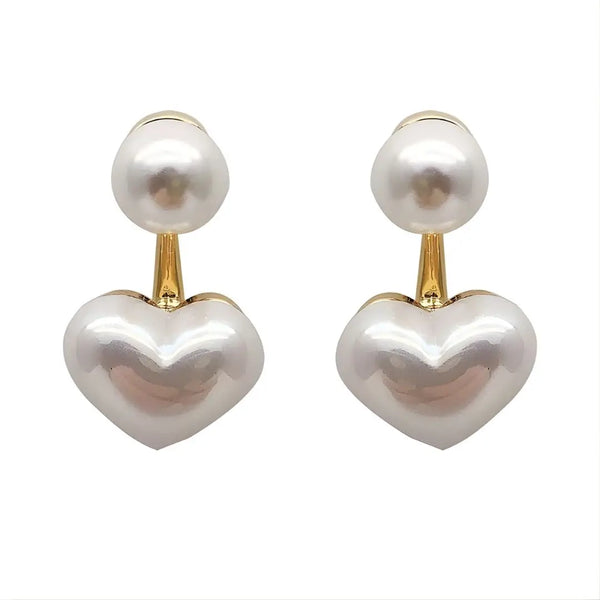 Brinco Dourado Feminino Modelo Heart Pearl