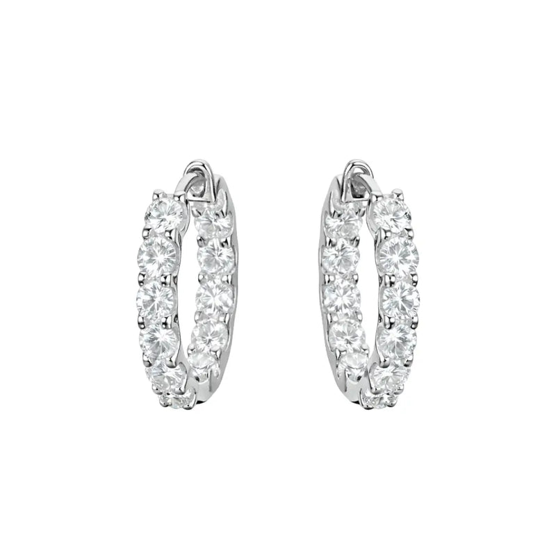 Brinco Prata Diamond Hoop 
