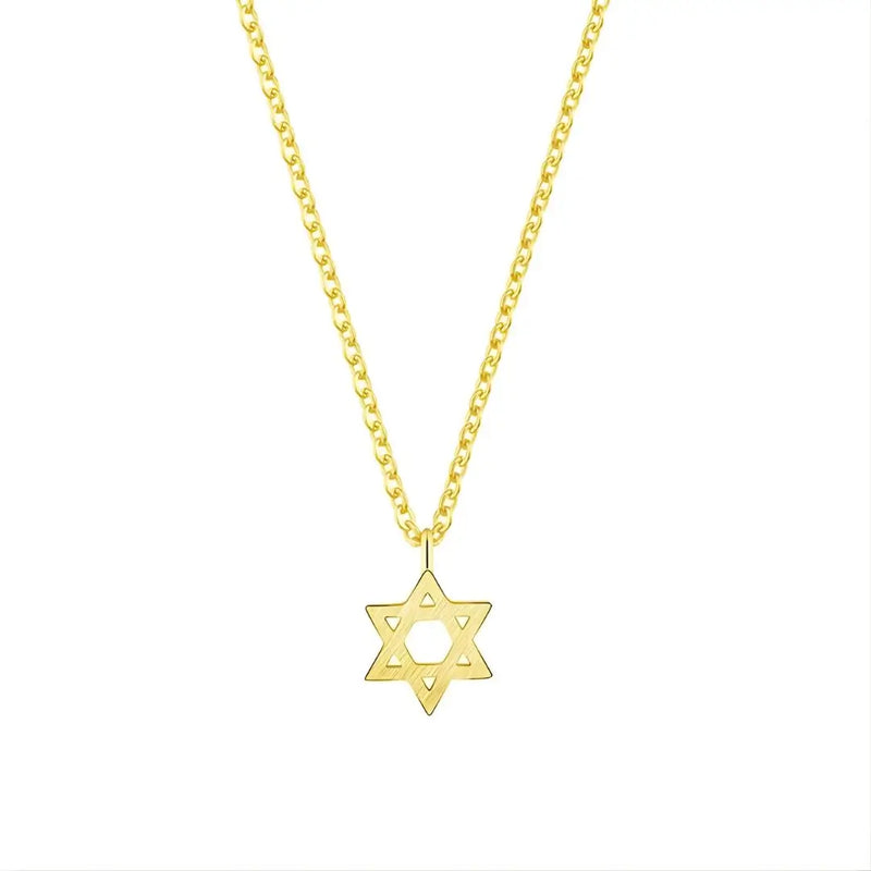 Colar Dourado Modelo Hexa Luz Fundo Branco