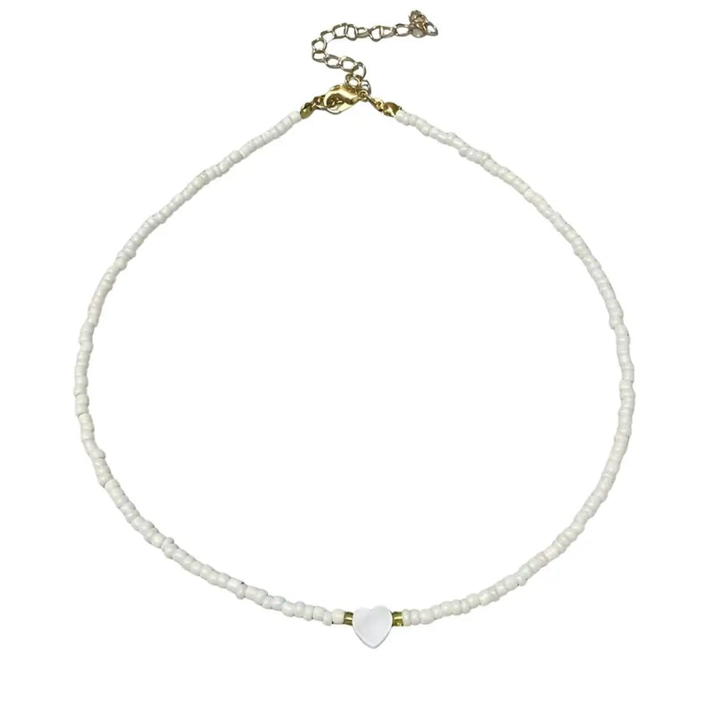 Colar de Micanga Serena White branco fundo branco